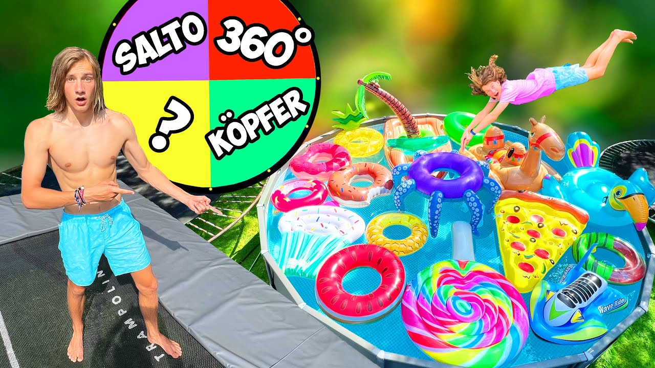 GLÜCKSRAD entscheidet SPRUNG in TRAMPOLIN POOL 2! (mit extremen Badeformen!)