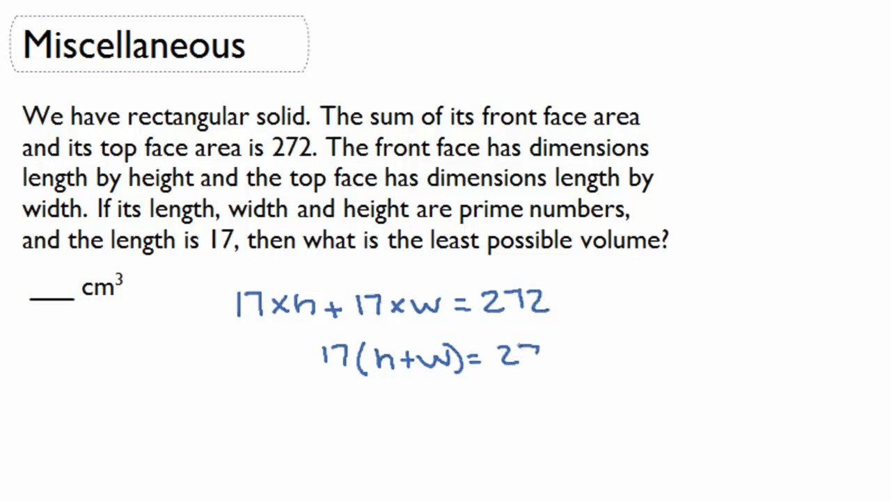 Miscellaneous Cube and Cuboid Problems