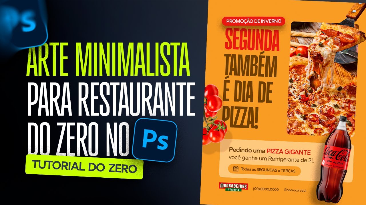 Fazendo ARTE MINIMALISTA para PIZZARIA/RESTAURANTE do zero no PHOTOSHOP