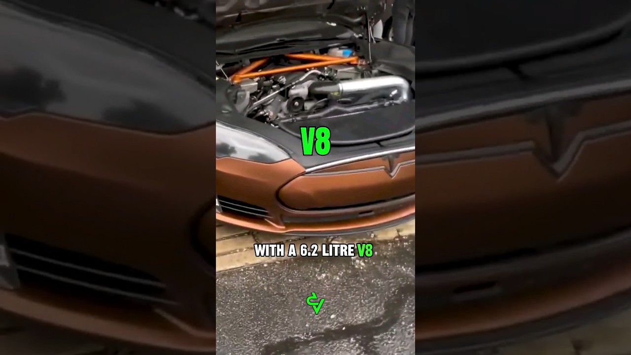 6.2-Liter V8 Powered Tesla🦾 [@RichRebuilds] #shorts #supercars