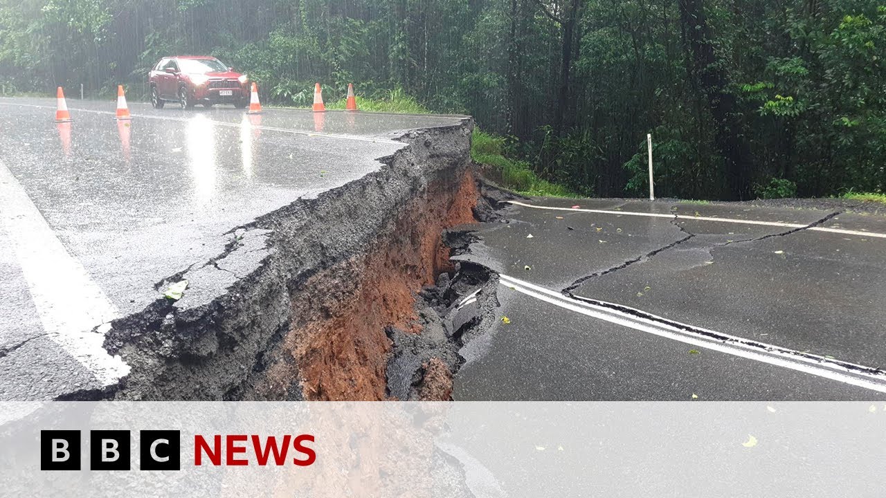 Queensland floods: Australia airport submerged and crocodiles seen after record rain | BBC News