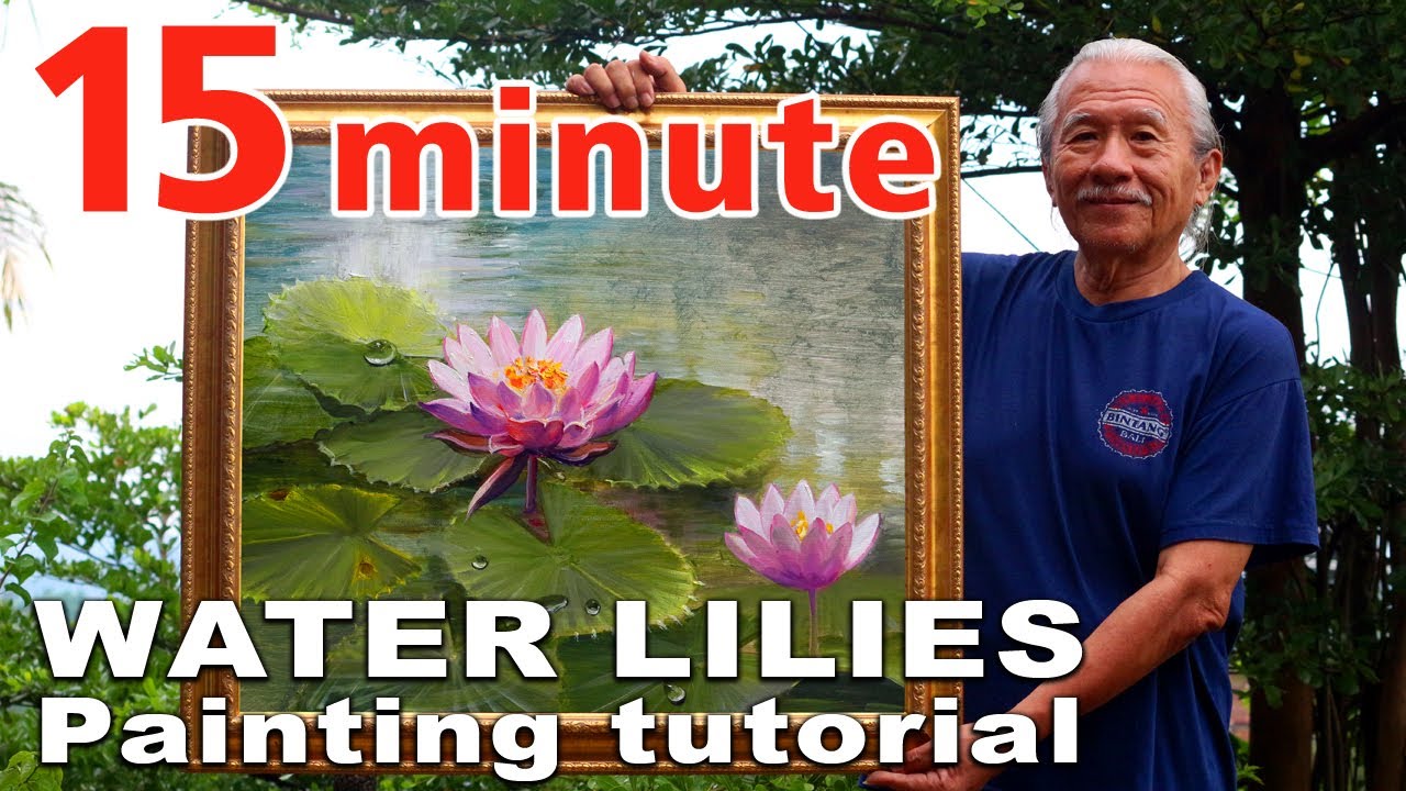 15 minute hack Waterlilies pond painting tutorial Ölmalerei Meditation art. Melukis bunga teratai