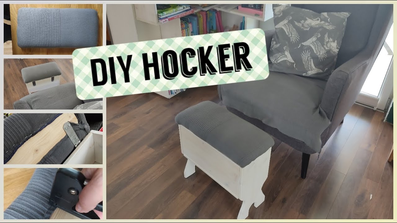 DIY Hocker selber machen, Sesselhocker mit Fach     Make DIY stool yourself, with compartment