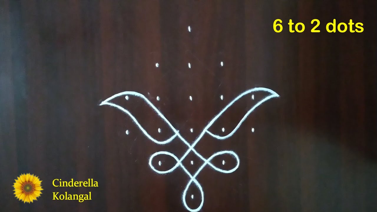 Beautiful 6 to 2 dots Sikku Kolam #9