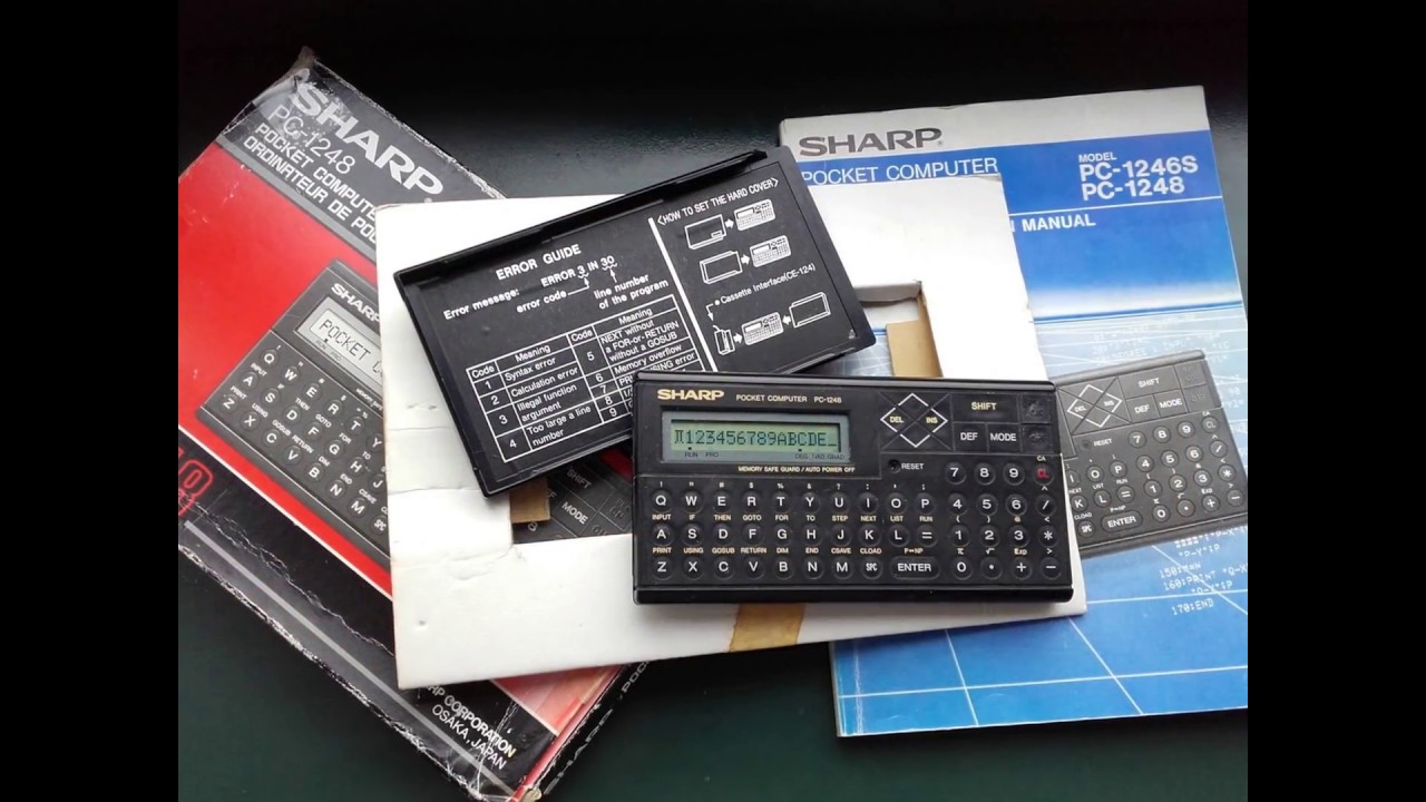Vintage Calculator Sharp PC-1248 Pocket Computer With Box and Manuals Japan