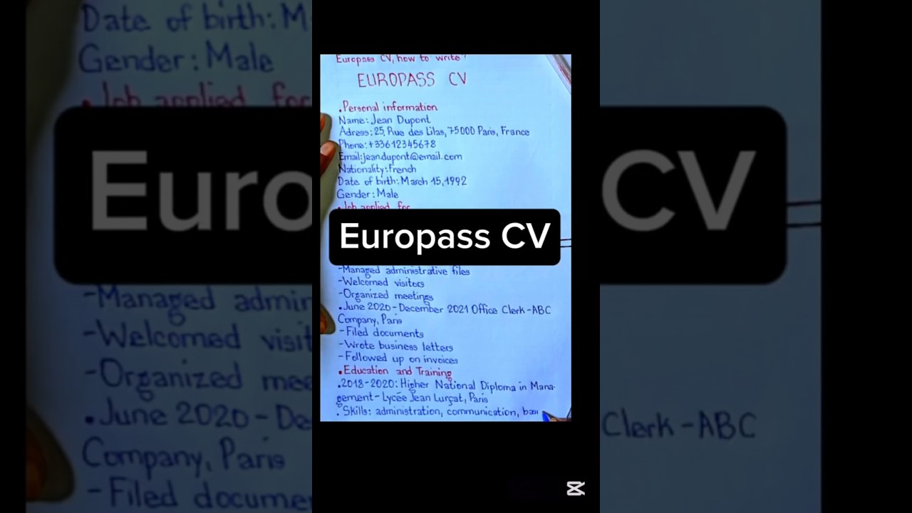EUROPASS CV, how to write?