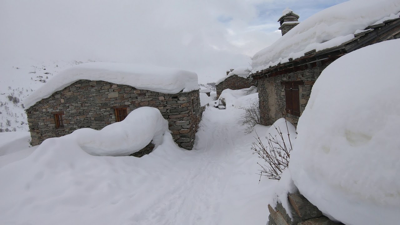 VTT sur la neige - Visite du hameau de l'Ecot à Bonneval sur Arc 2021
