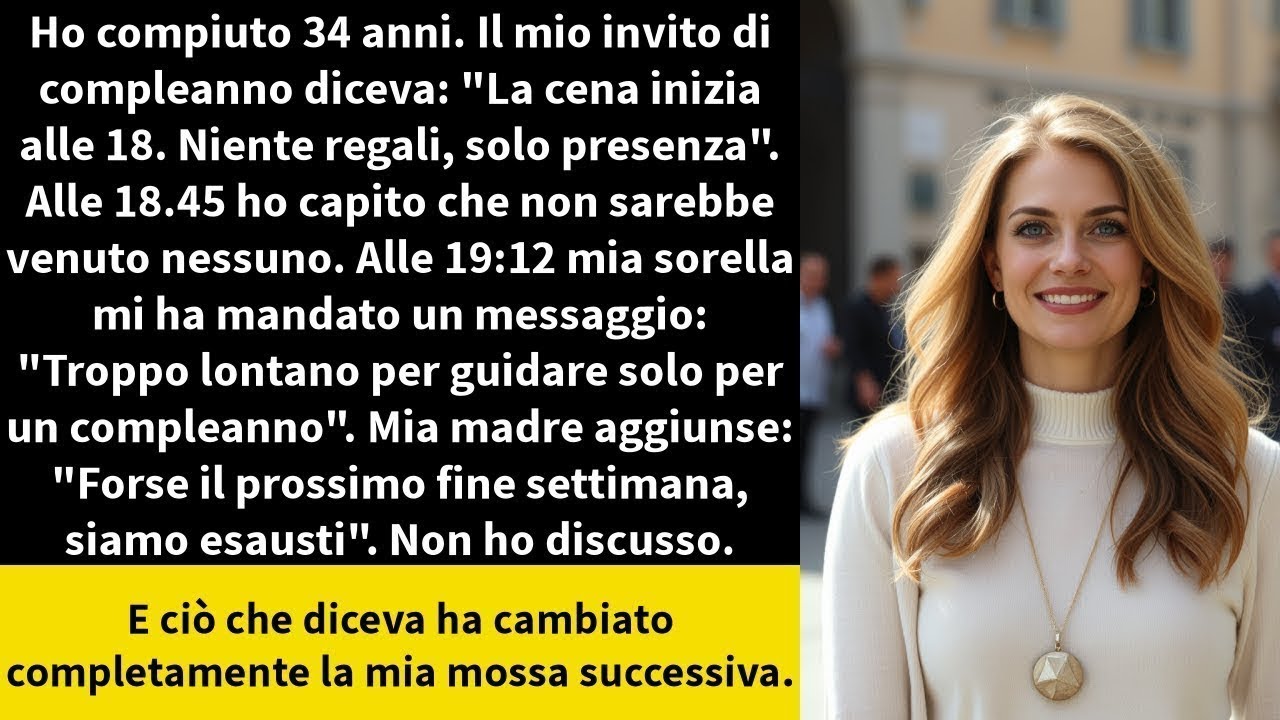 Ho compiuto 34 anni  Il mio invito di compleanno diceva   La cena inizia alle 18  Niente regali,
