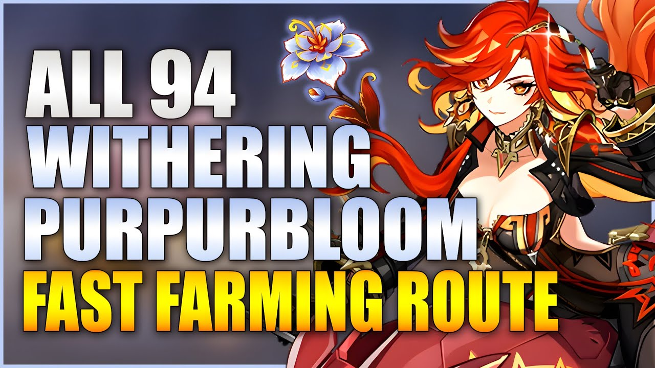 All 94 Withering Purpurbloom Locations - Efficient Farming Route | Genshin Impact