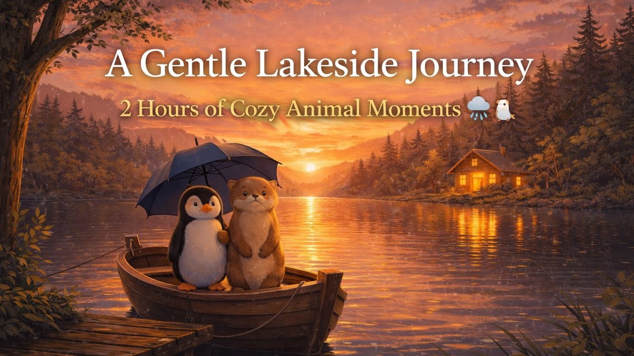 A Gentle Lakeside Journey 🌧️ | Cozy Animal Scenes for Relaxation & Focus