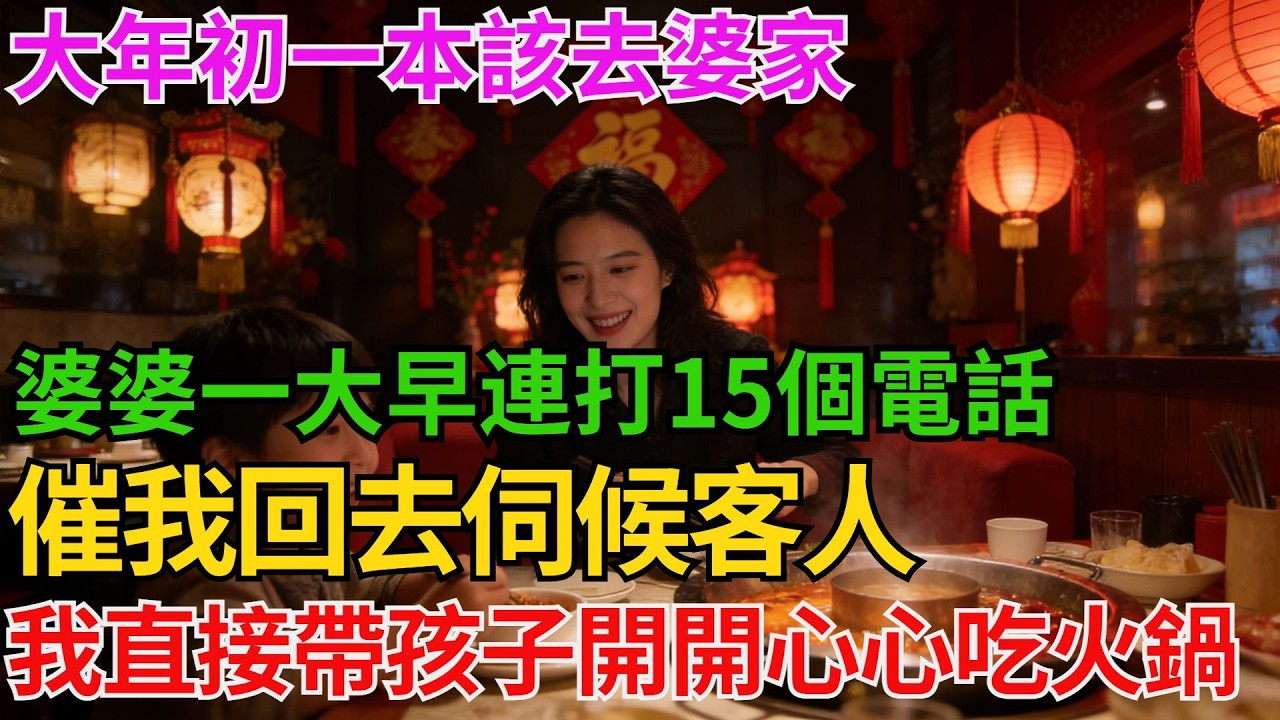 大年初一本該去婆家，婆婆一大早連打15個電話，催我回去伺候客人，我沒閙 直接掉轉車頭，帶孩子開開心心吃火鍋！【阿馨夜讀】#故事分享#情感#婆媳矛盾#AA制
