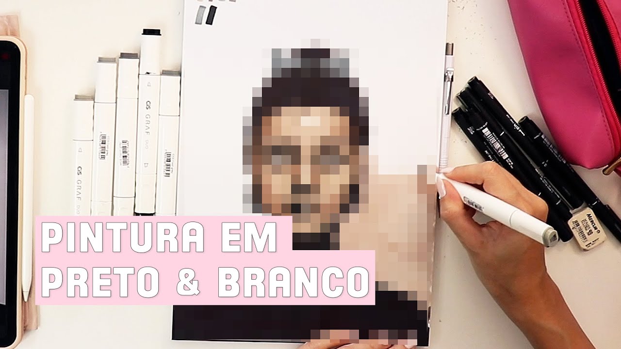 tentei pintar com marcadores em preto e branco (não deu muito certo kk)