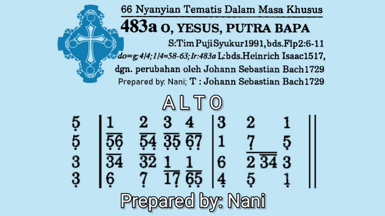 O' Yesus Putra Bapa (PS 483a - Piano) ALTO