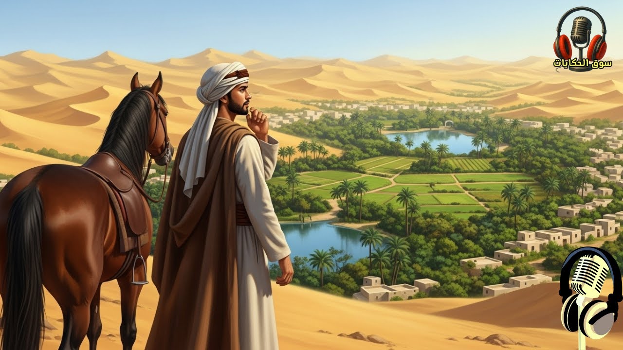 قصة الغريب والواحة العجيبة، من القصص المشوقة قبل النوم، ضع السماعات واستمع، سوق الحكايات والقصص