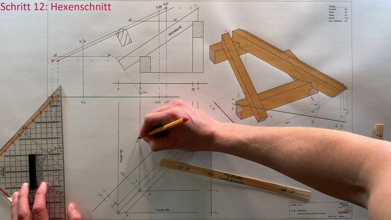Austragung Gratsparren gleiche Dachneigung Video 4 | Bildungszentrum Holzbau Biberach
