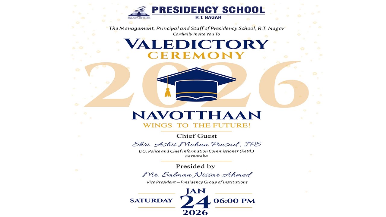 Valedictory Ceremony 2026 | Navotthaan | Presidency School | R.T. Nagar | LIVE