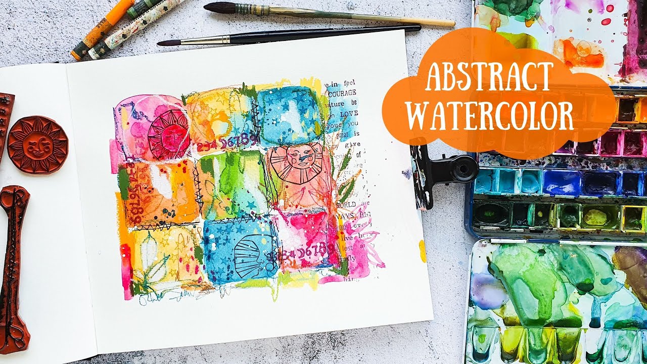Abstract Watercolor Art Journal Page - Mixed Media Style