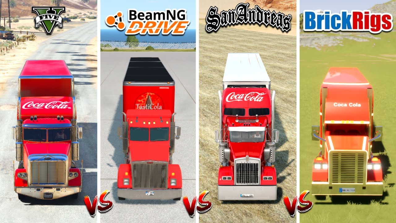 GTA 5 COCA-COLA TRUCK vs BEAMNG DRIVE vs BRICK RIGS vs GTA SA - WHICH IS BEST COCA-COLA TRUCK?