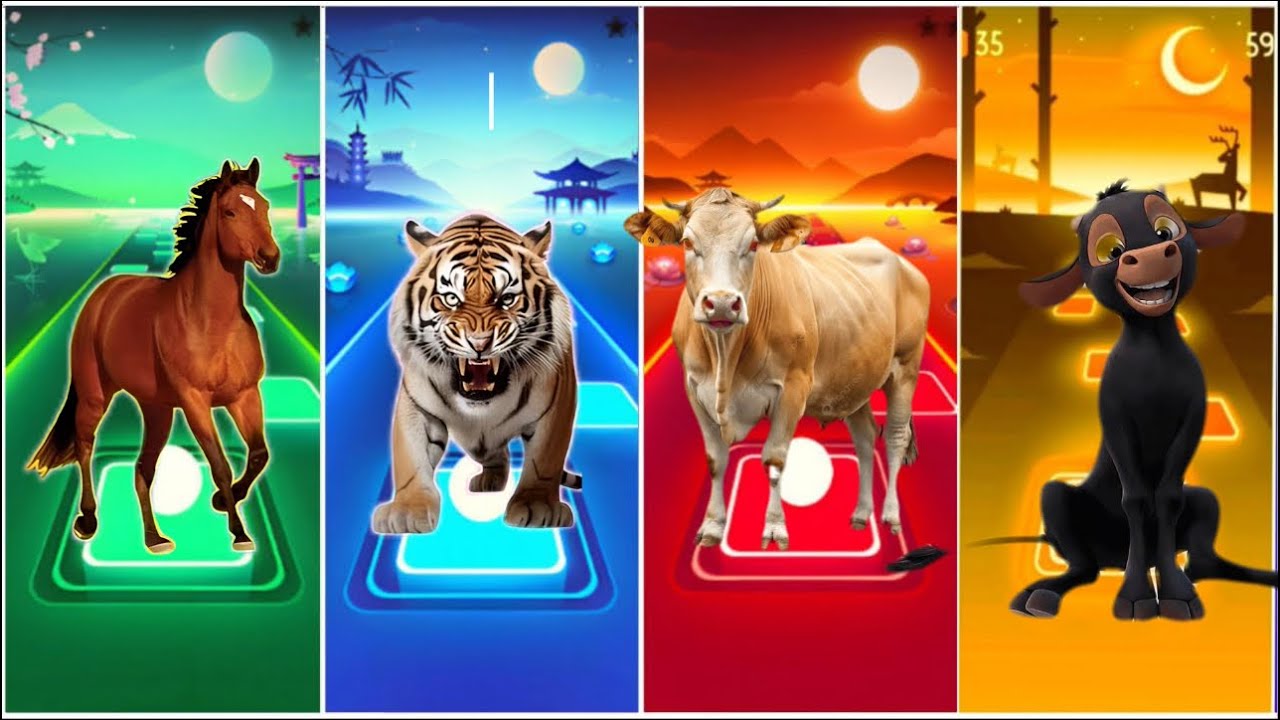 😍Magic Animals Horse🆚Tiger🆚Cow🆚Ferdinand🎼Coffin dance song
