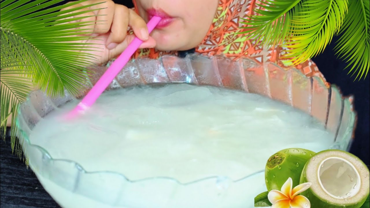SEGER ❗❗MINUMAN SEGAR DINGIN AIR ES KELAPA MUDA || COCONUT ICE WATER ASMR MUKBANG 