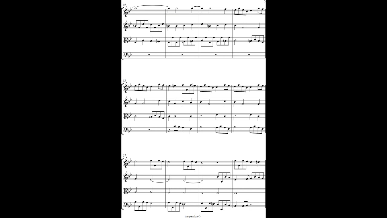 Nikolaos Mantzaros - Partimenti for String Quartet(SCORE) - Book V- Fugue No.1 (1851)