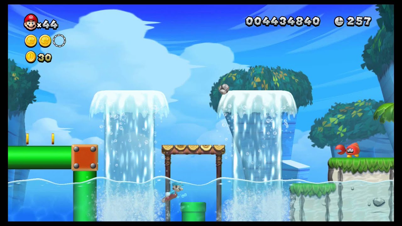 [WiiU] New Super Mario Bros U Mundo 3 (Archipiélago de Almíbar) Nivel 1 (Playa Géiser)