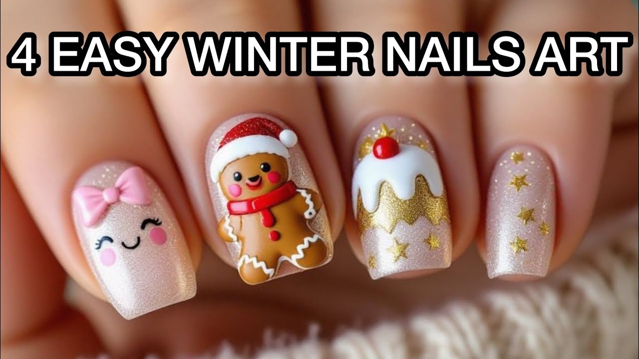 4 Easy Winter Nail Art Designs 2025💅✨ | Simple Gel Polish Ideas That Look Expensive but Are So Easy!
