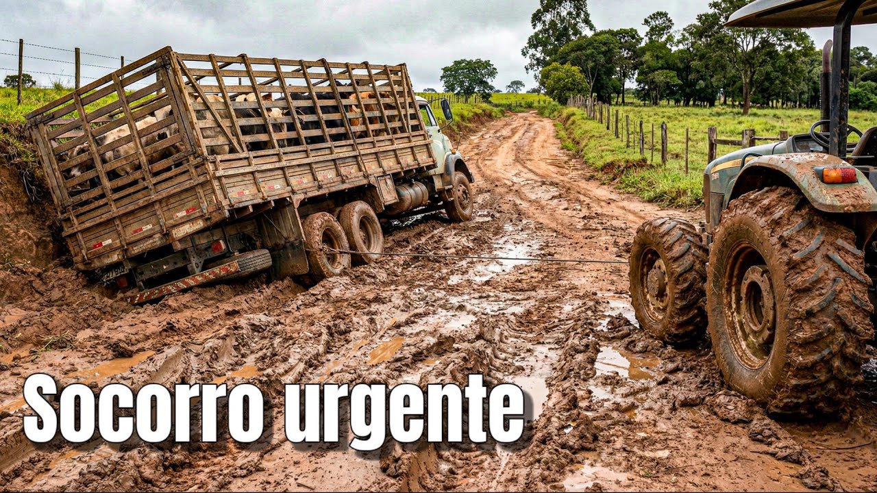 CAMINHÃO DE BOI ATOLADO E O SOCORRO FOI DE EMERGÊNCIA