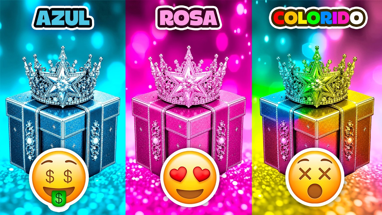 🎁 ESCOLHA SEU PRESENTE! ! 💙🩷🌈 Azul, Rosa ou Colorido? Desafio das Cores! 😱🤩