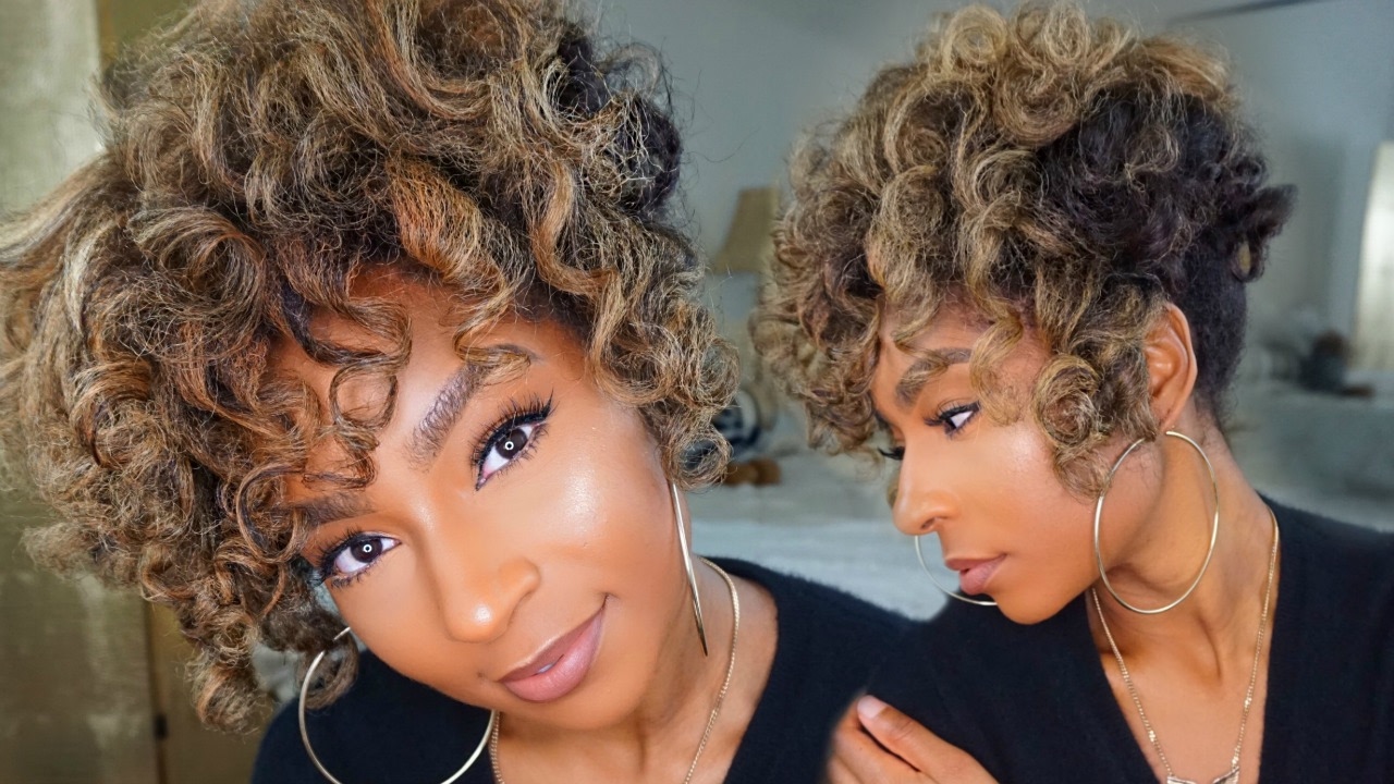 Faux Tapered Haircut on Natural Hair with Heatless Curls| Quick & easy styles for short/long hair