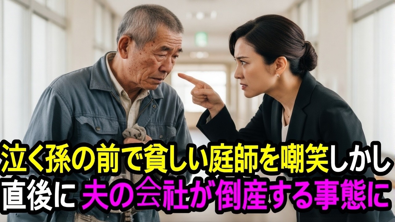 孫娘の授業参観でボロ服の祖父をゴミ扱いしたPTA会長、直後に驚愕の正体が判明し夫の会社が倒産する展開に【感動する話】【スカッとする話】