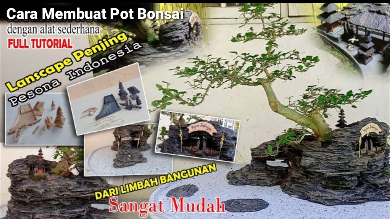 Cara Membuat Pot Bonsai Lanscape Penjing‼️BAHAN LIMBAH BANGUNAN