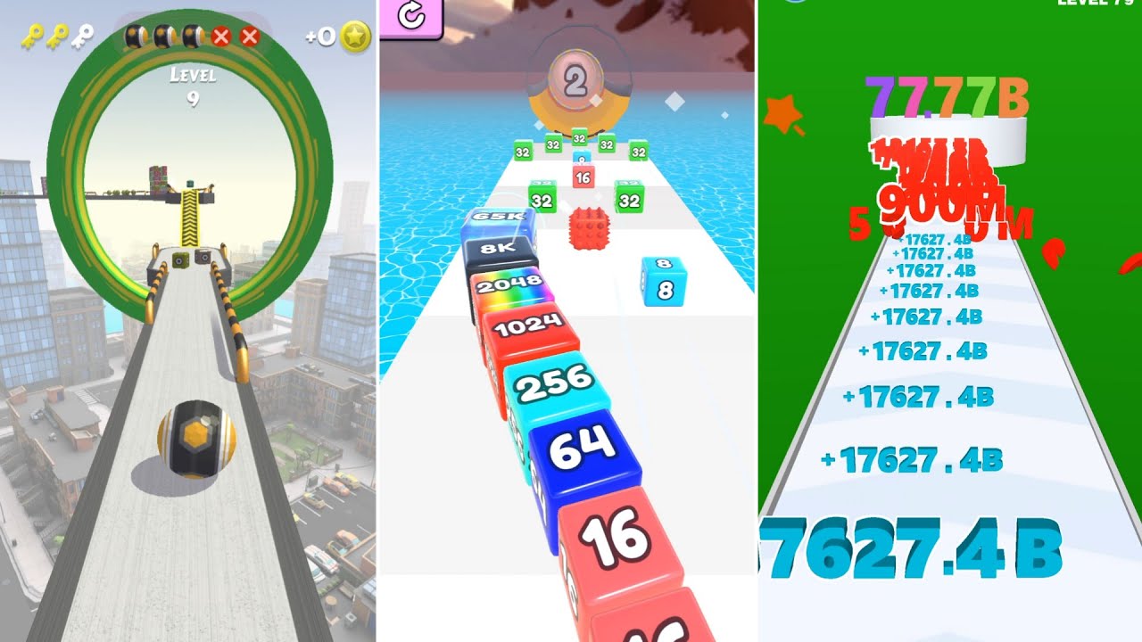Jelly Tube Run 2048 vs Action Balls vs Number Run &ndash; Insane Gaming Showdown!