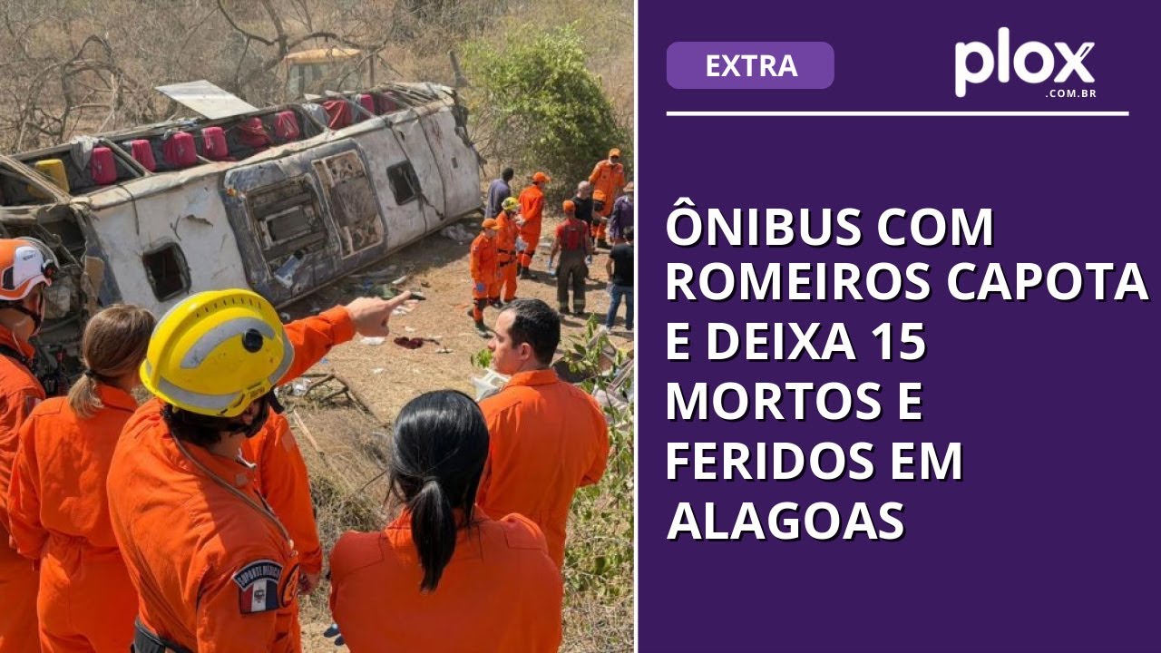 Ônibus com romeiros capota e deixa 15 mortos e feridos em Alagoas