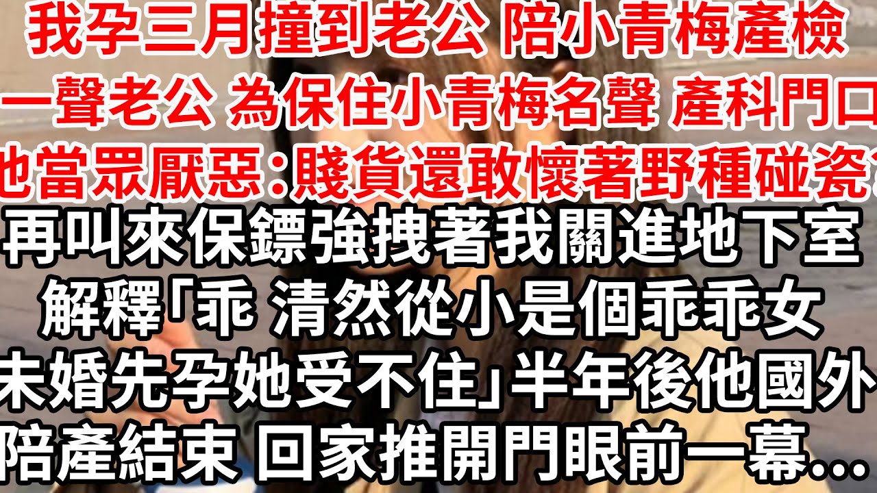 我孕三月撞到老公陪小青梅產檢 一聲老公，為保住小青梅名聲產科門口他當眾指認我懷的野種，再叫來保鏢強拽著我關進別墅地下室「乖 清然從小是個乖乖女，未婚先孕她受不住」半年後他國外陪產結束回家推開門眼前一幕