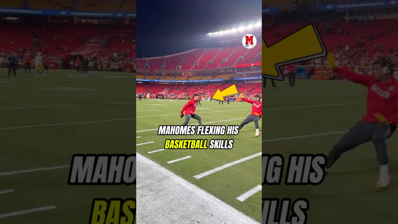 👀 Patrick Mahomes pulling off pure basketball magic during the Chiefs' warm-up 🏀 #nfl