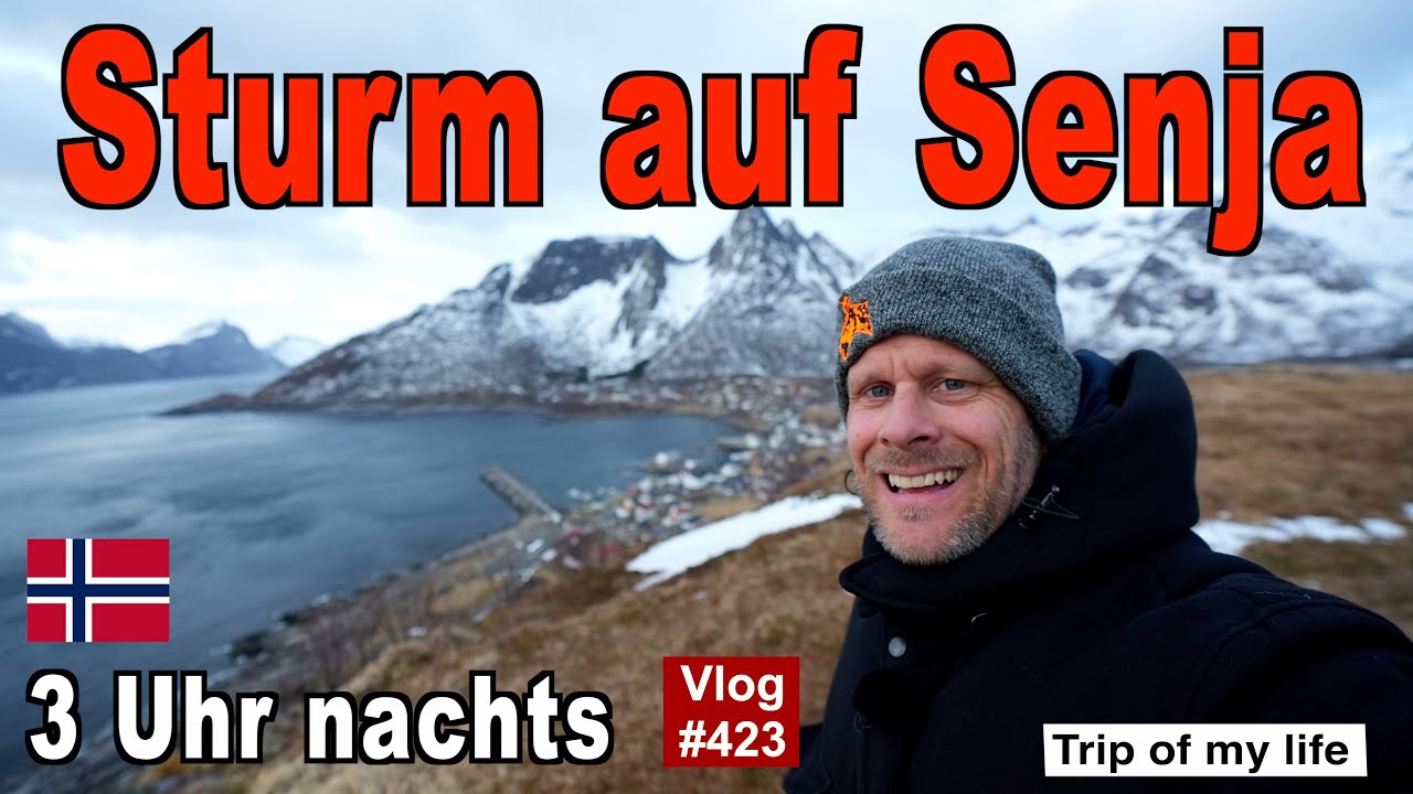 #423 Roadtrip Norwegen, Senja - Knuten um 3 Uhr | Schneesturm | Tungeneset Wellen &  Schnee