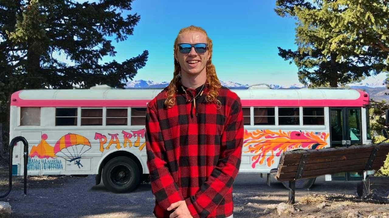 19 Year Old's Party Bus Home - School Bus Conversion Tour