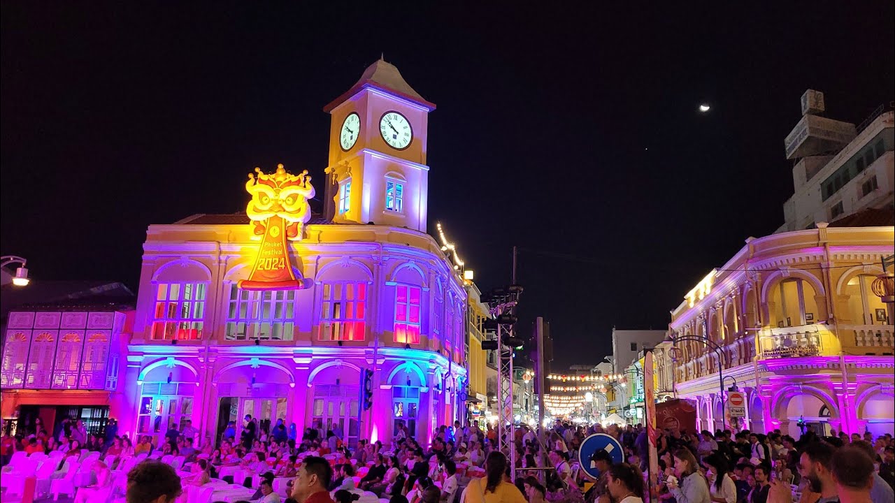 Chinese New Year 2024 - walking tour on Phuket old town festival - Dragon in 4K UHD