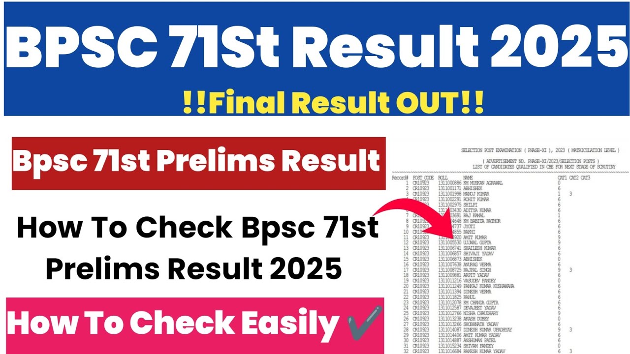 Bihar Bpsc 71st Prelims Result 2025 OUT 🔴 How To Check Bpsc 71st Prelims Result 2025 dekeh 🔴 check 