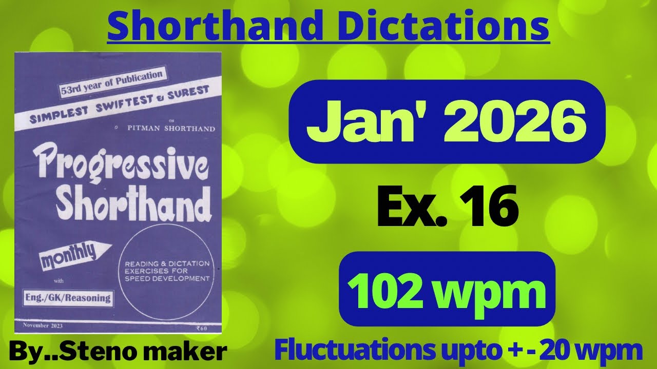 #16  #January 2026 Progressive magazine #102 wpm English shorthand dictation #biology SSC steno