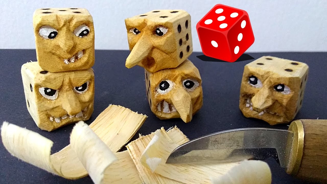 🎲 РЕЗЬБА ПО ДЕРЕВУ шаг за шагом для начинающих, вырезайте забавных человечков из дерева DICE