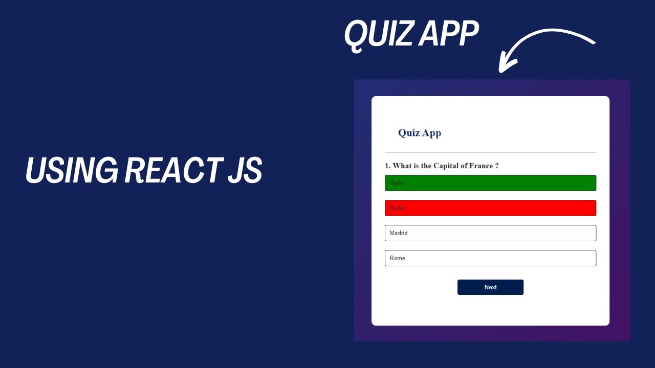 How To Make A Quiz App In React JS | Build Quiz App Using HTML, CSS and React JS
