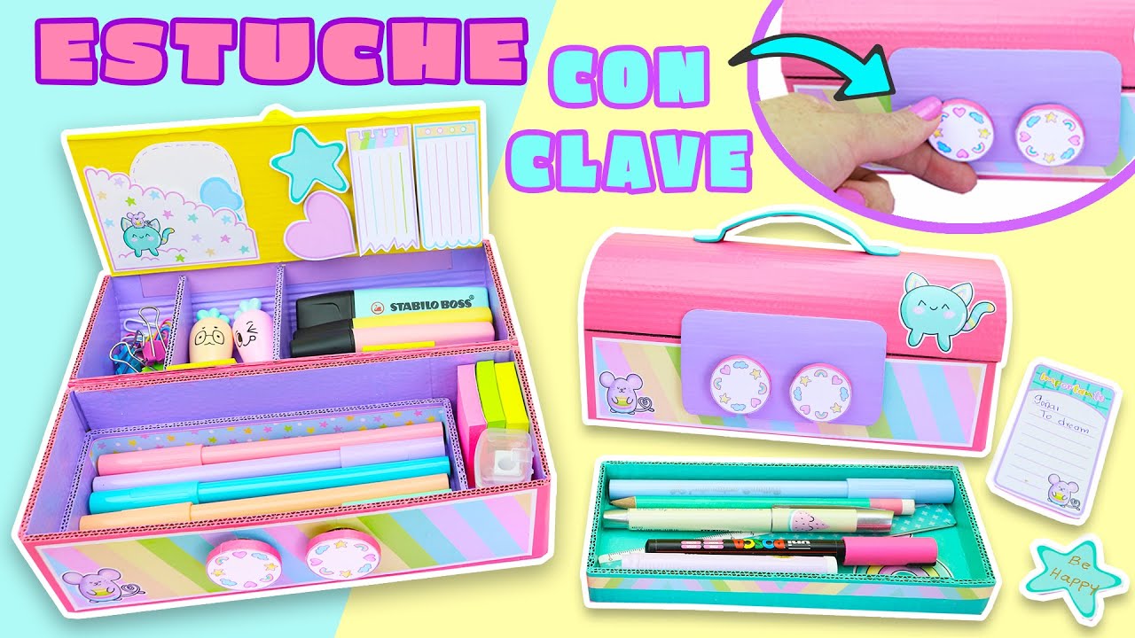 ESTUCHE CON CLAVE SECRETA para abrirlo KittyMouse- Lapicera-Cartuchera de Cartón Manualidades aPasos