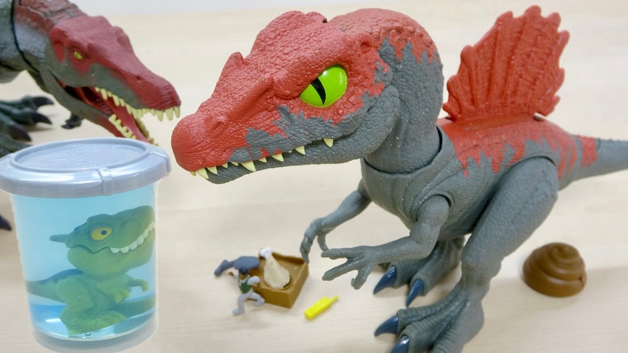 ジェルから発掘!恐竜に餌をあげる! ジュラシック・ワールド マテル CAGE CRASHER スピノサウルス