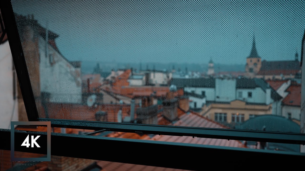 Rainy Sounds in Prague, Rain on Glass Window for Deep Sleep, Relaxation and Study | 1 Hour