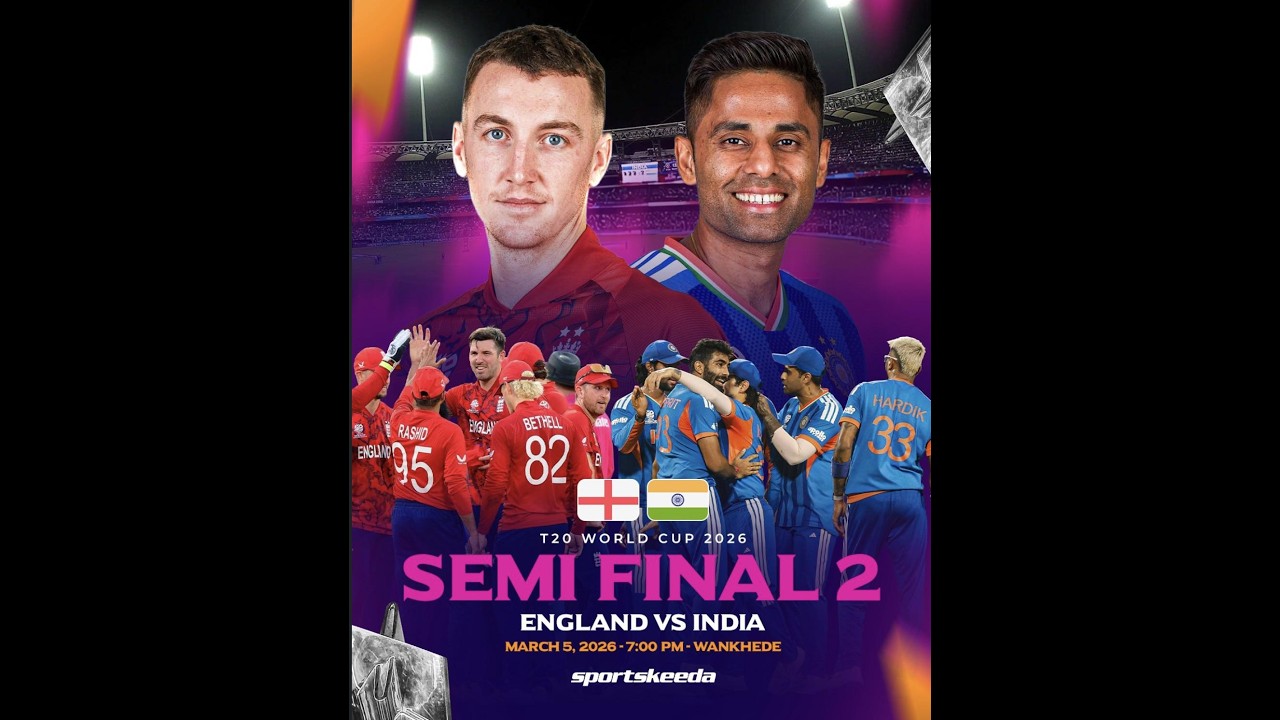 IND vs ENG SEMI Final T20 World Cup 2026 Mumbai Stadium Live Cricket Score + Fan Chat 🎙️