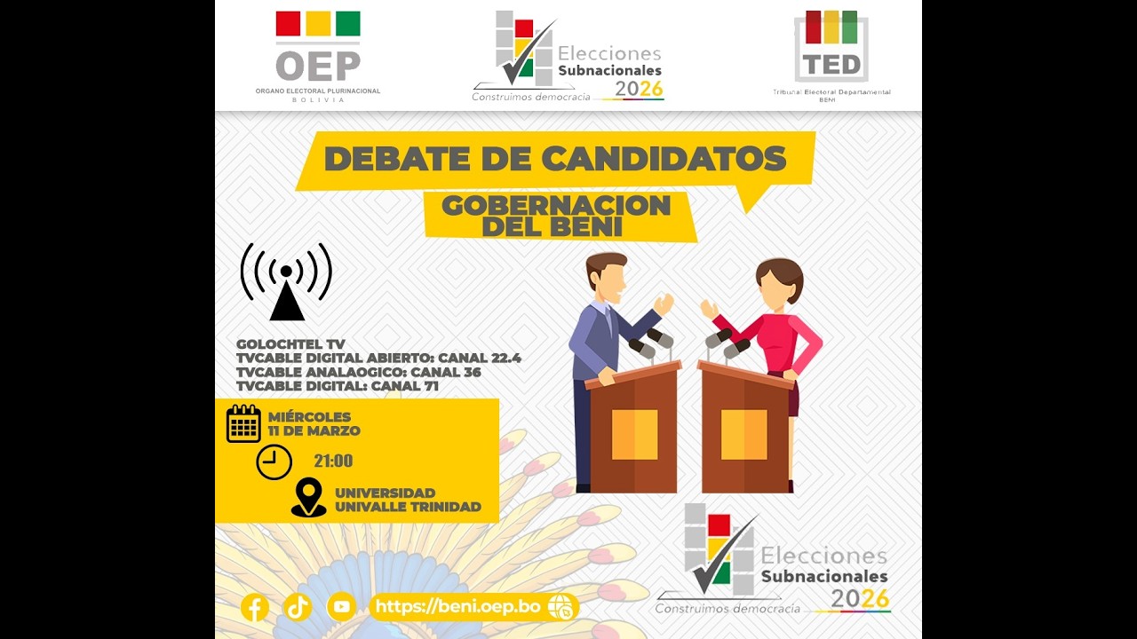 Debate de Candidatos a Gobernador | Tribunal Electoral Departamental del Beni