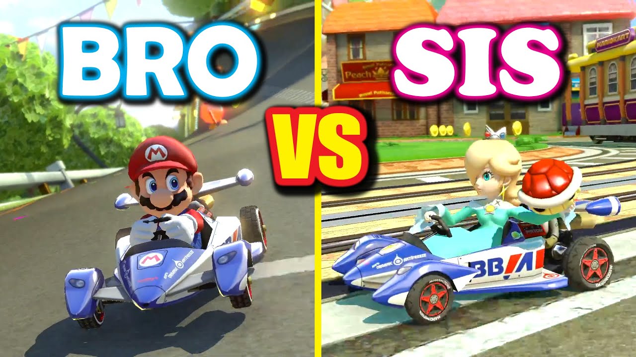 Mario Kart 8 Deluxe - Brother vs Sister!! (Her First Time Playing!)