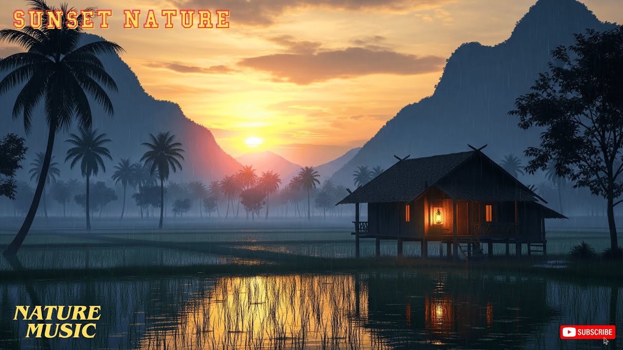 Khmer Countryside Flute – Evening Meditation with Rice Field Sunset #RelaxingFlute